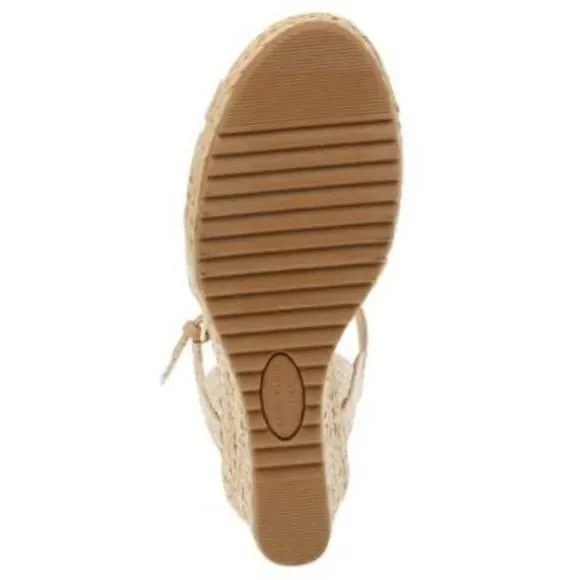 NWT ANNE KLEIN Womens Beige 1" Platform Waves Open Wedge Espadrille Shoes 9.5 M - Picture 4 of 5